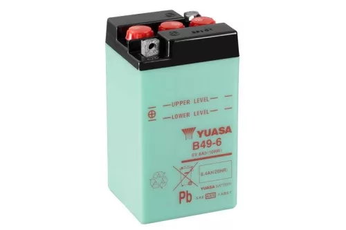 Baterie moto Yuasa B49-6 convențională fără electrolit, 6V 8,4Ah