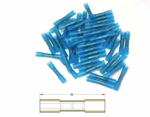 Conectori cap la cap termocontractabili Bihr 1,5–2,5 mm², albastru transparent (50 buc) BHT2