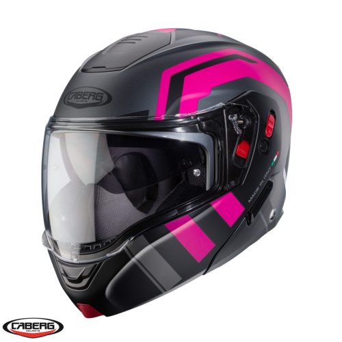 Casca Caberg Horus X Road M1 gun metal /negru/fuchsia mat Pinlock ready - lentila Pinlock inclusa - Titanium/negru/fuchsia mat