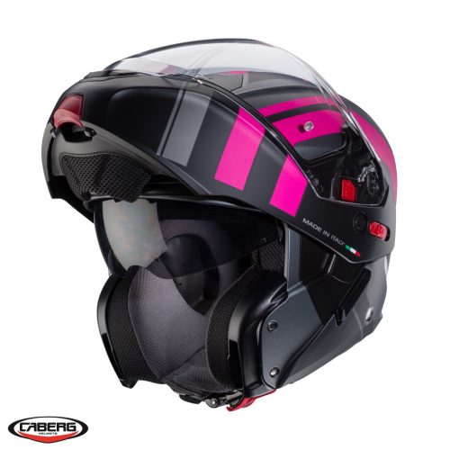 Casca Caberg Horus X Road M1 gun metal /negru/fuchsia mat Pinlock ready - lentila Pinlock inclusa - Titanium/negru/fuchsia mat