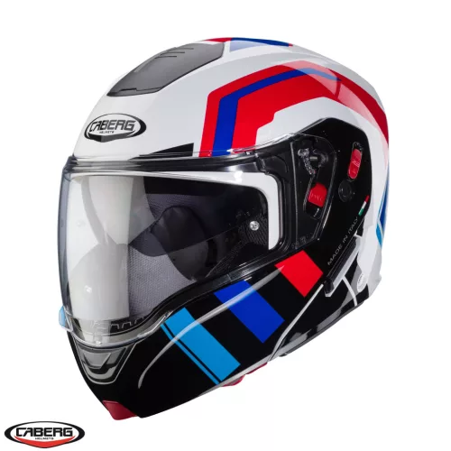 Casca Caberg Horus X Road M6 alb/rosu/albastru lucios Pinlock ready