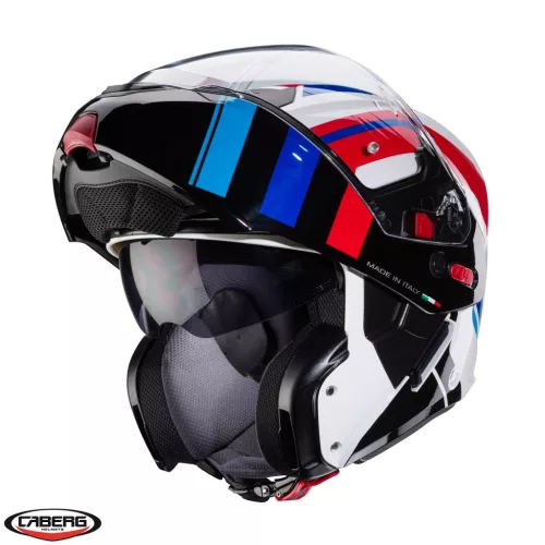 Casca Caberg Horus X Road M6 alb/rosu/albastru lucios Pinlock ready