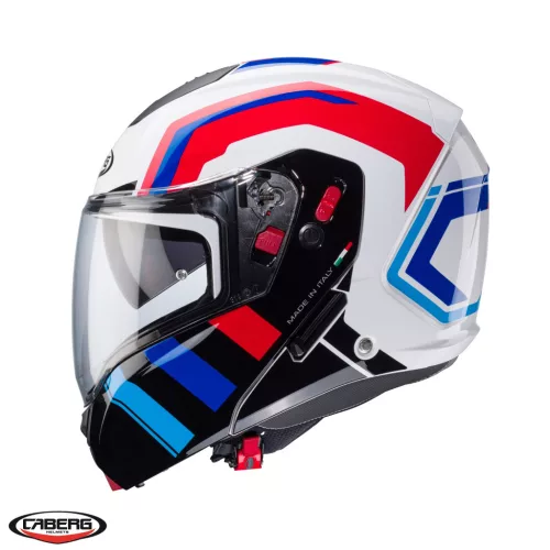 Casca Caberg Horus X Road M6 alb/rosu/albastru lucios Pinlock ready