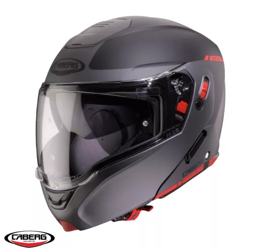 Casca Caberg Horus X Ray L7 negru/gri/rosu fluor mat Pinlock ready