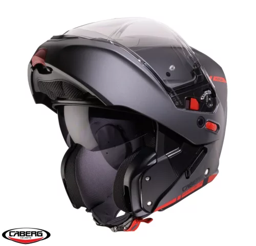 Casca Caberg Horus X Ray L7 negru/gri/rosu fluor mat Pinlock ready