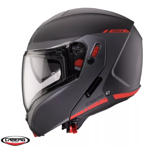 Casca Caberg Horus X Ray L7 negru/gri/rosu fluor mat Pinlock ready