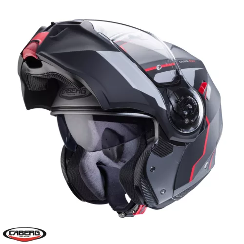 Casca Caberg Duke Evo Move L2 SV gun metal /negru/rosu mat Pinlock ready