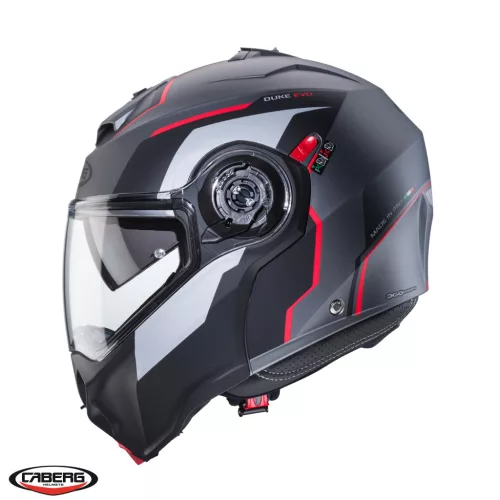 Casca Caberg Duke Evo Move L2 SV gun metal /negru/rosu mat Pinlock ready