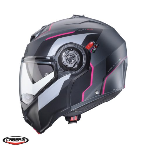Casca Caberg Duke Evo Move M1 SV gun metal /negru/fuchsia mat Pinlock ready – lentila Pinlock inclusa
