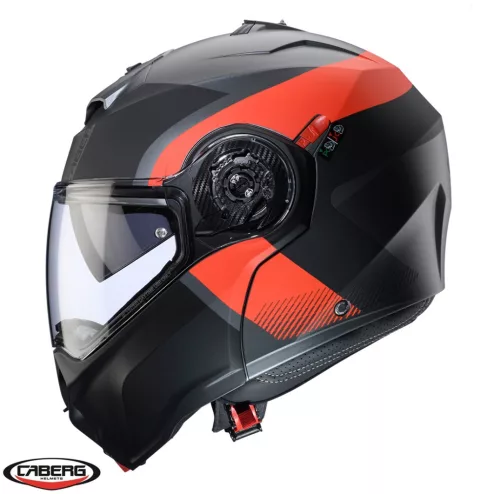 Casca Caberg Duke Evo SV Indy L2 gun metal /rosu fluor/negru mat Pinlock ready