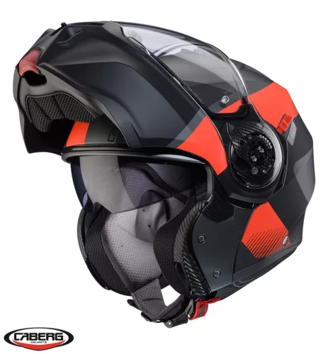 Casca Caberg Duke Evo SV Indy L2 gun metal /rosu fluor/negru mat Pinlock ready