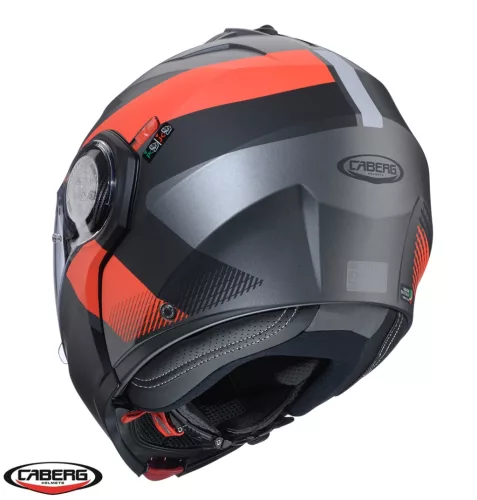 Casca Caberg Duke Evo SV Indy L2 gun metal /rosu fluor/negru mat Pinlock ready