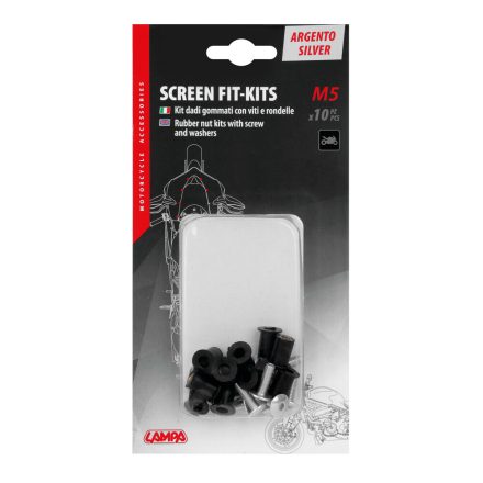 Lampa - Screen Fit-Kits, Rubber Nut Kits With Screw And Washers (5 Ma) - 10 Pcs - Silver [Nou]