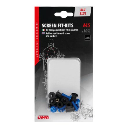 Lampa - Screen Fit-Kits, Rubber Nut Kits With Screw And Washers (5 Ma) - 10 Pcs - Blue [Nou]