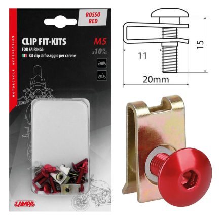 Lampa - Clip Fit-Kits For Fairings (5 Ma) - 10 Pcs - Red [Nou]