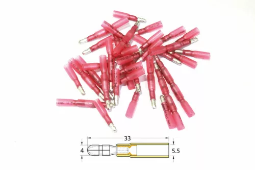 Conectori glonț mamă termocontractabili Bihr 0,5–1,5 mm², roșu transparent (50 buc) MPHD1-156