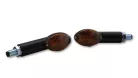 Semnalizator Highsider Cateye mini cu bec, tijă lungă, corp negru, dispersor fumuriu (pereche)
