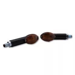   Semnalizator Highsider Cateye mini cu bec, tijă lungă, corp negru, dispersor fumuriu (pereche)