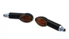 Semnalizator Highsider Cateye mini cu bec, tijă lungă, corp negru, dispersor fumuriu (pereche)