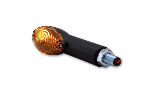 Semnalizator Highsider Cateye mini cu bec, tijă lungă, corp negru, dispersor fumuriu (pereche)