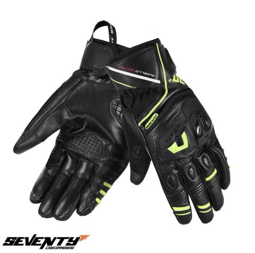Manusi barbati Racing/Naked vara Seventy model SD-N30 Mugello culoare: negru/galben fluor - degete tactile - Negru/galben fluor