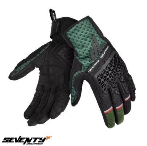 Manusi barbati Naked/Adventure vara Seventy model SD-N60 Two Stroke culoare: negru/verde/rosu - degete tactile - Negru/verde/rosu