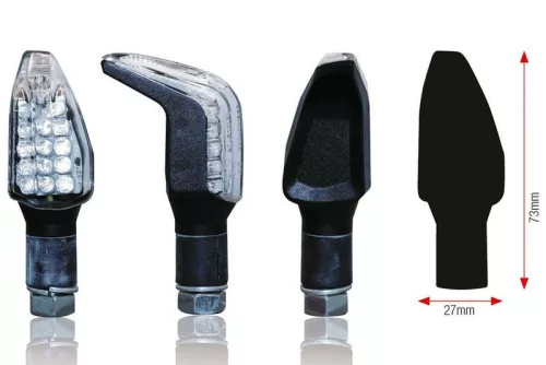 Semnalizatoare LED Bihr Boomerang corp negru, lentilă transparentă (pereche) ST-210