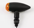 Semnalizator Highsider Micro-Bullet cu bec, corp negru, dispersor portocaliu, față și spate (pereche)