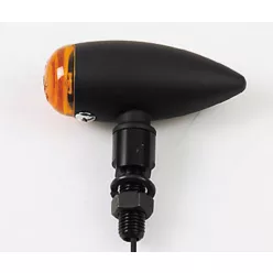   Semnalizator Highsider Micro-Bullet cu bec, corp negru, dispersor portocaliu, față și spate (pereche)