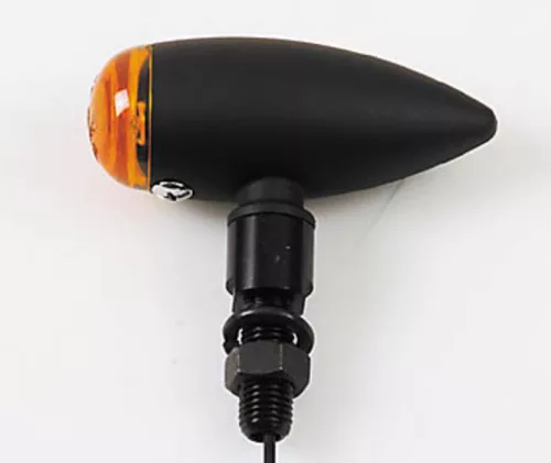 Semnalizator Highsider Micro-Bullet cu bec, corp negru, dispersor portocaliu, față și spate (pereche)