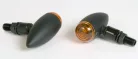 Semnalizator Highsider Micro-Bullet cu bec, corp negru, dispersor portocaliu, față și spate (pereche)