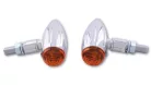Semnalizator Highsider Micro-Bullet cu bec, cu caneluri frezate, corp crom, dispersor portocaliu (pereche)