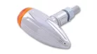 Semnalizator Highsider Micro-Bullet cu bec, cu caneluri frezate, corp crom, dispersor portocaliu (pereche)