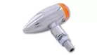 Semnalizator Highsider Micro-Bullet cu bec, cu caneluri frezate, corp crom, dispersor portocaliu (pereche)