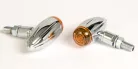 Semnalizator Highsider Micro-Bullet cu bec, cu caneluri frezate, corp crom, dispersor portocaliu (pereche)