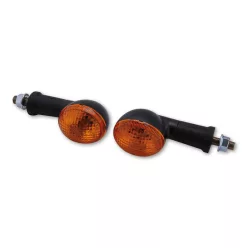   Semnalizator Highsider Oval mini cu bec, corp negru, dispersor portocaliu, față și spate (pereche)