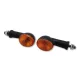 Semnalizator Highsider Oval mini cu bec, corp negru, dispersor portocaliu, față și spate (pereche)