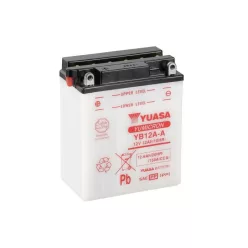   Baterie moto Yuasa YB12A-A convențională fără electrolit, 12V 12,6Ah