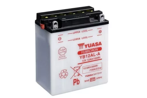 Baterie moto Yuasa YB12AL-A convențională fără electrolit, 12V 12,6Ah