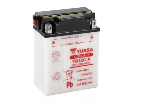 Baterie moto Yuasa YB12C-A convențională fără electrolit, 12V 12,6Ah