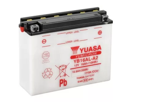 Baterie moto Yuasa YB16AL-A2 convențională fără electrolit, 12V 16Ah