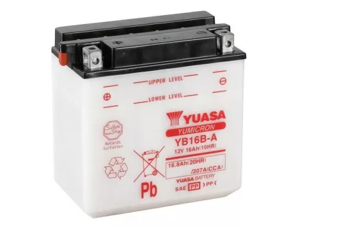 Baterie moto Yuasa YB16B-A convențională fără electrolit, 12V 16,8Ah