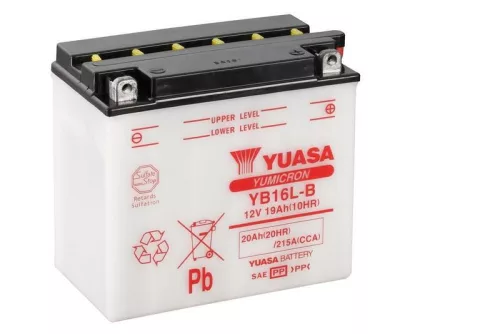 Baterie moto Yuasa YB16L-B convențională fără electrolit, 12V 20Ah