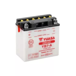   Baterie moto Yuasa YB7-A convențională fără electrolit, 12V 8,4Ah