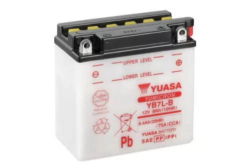Baterie moto Yuasa YB7L-B convențională fără electrolit, 12V 8,4Ah