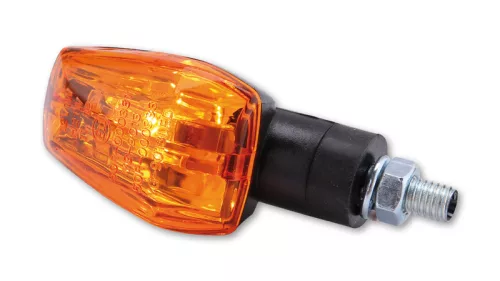 Semnalizator Highsider Imola 1 mini cu bec, tijă scurtă 20 mm, corp negru, dispersor portocaliu (pereche)
