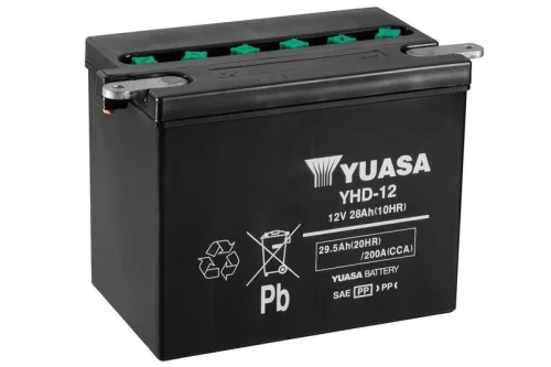 Baterie moto Yuasa YHD-12 convențională fără electrolit, 12V 29,5Ah