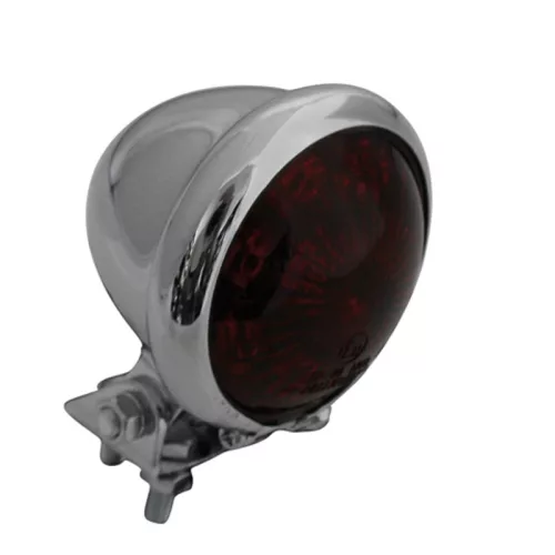 Stop Highsider stil Bates LED, corp crom, dispersor roșu (bucată)