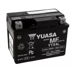 Baterie moto Yuasa YTX4L activată din fabrică, 12V 3Ah